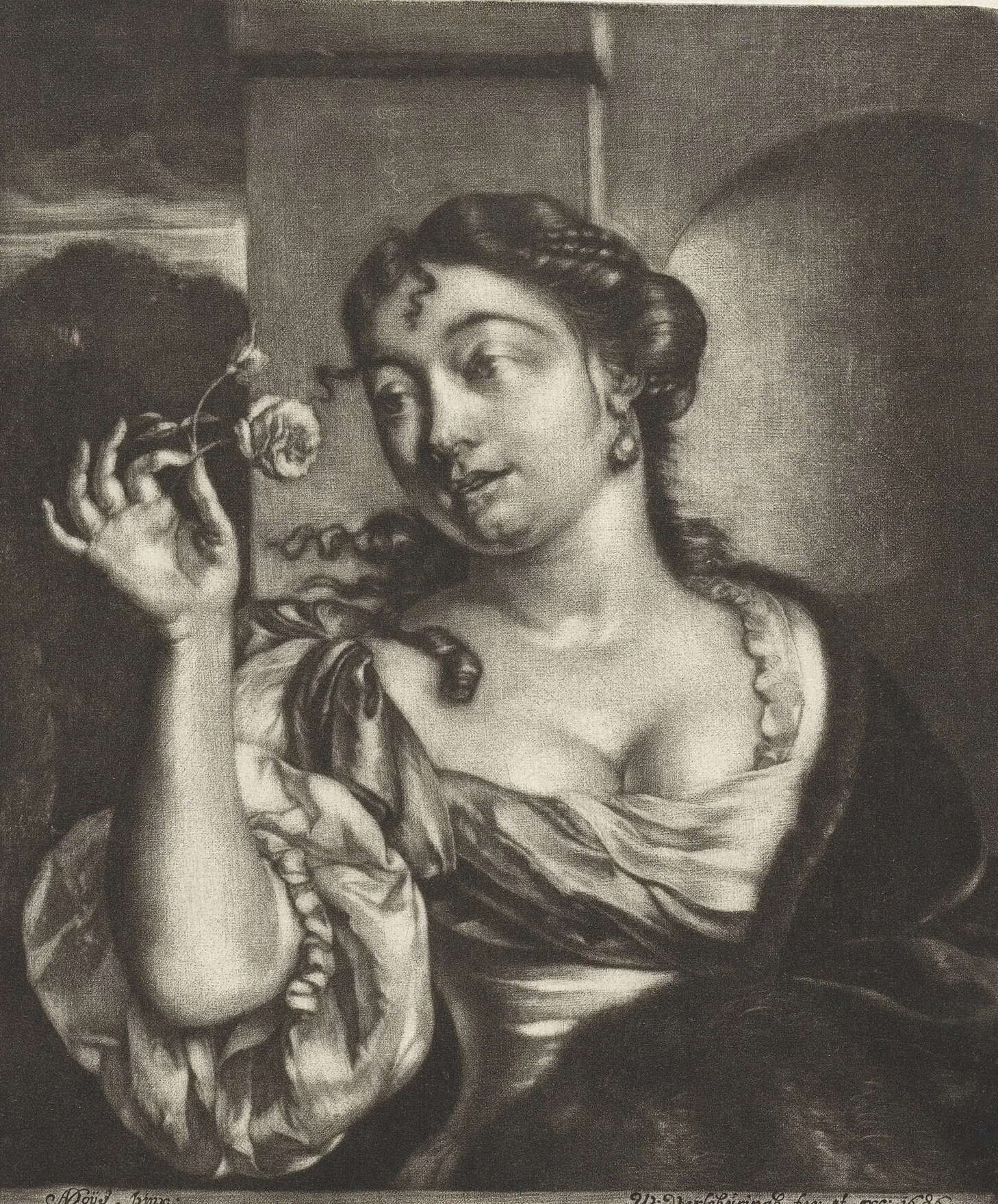 1660-Willem Verschuring - Donna con una rosa
